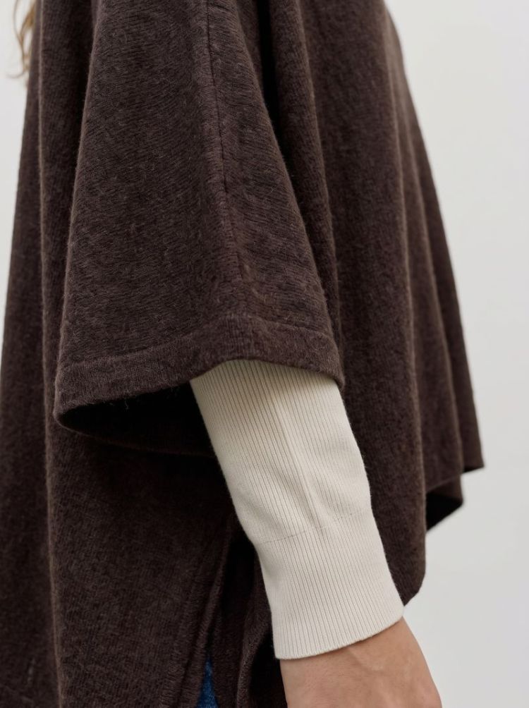 VMISLA LS O-NECK CAPE 297957001 Choco