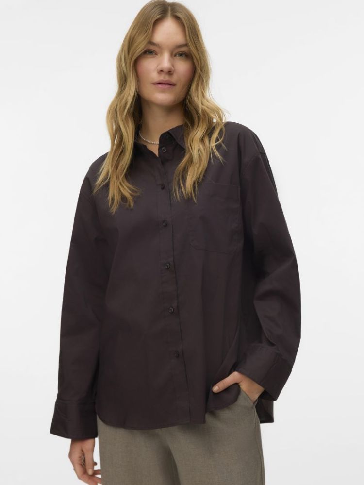 VMLOTUS LS SHIRT WVN NOOS 297957 Chocolat