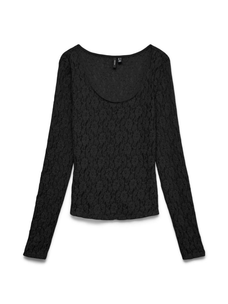 VMFLORA LS 2-WAY LACE TOP JRS  177868 Black