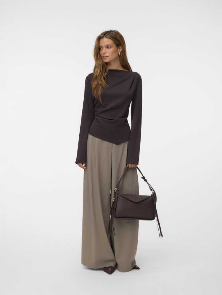VMMILLE LS BOATNECK SHORT TOP 297957 Chocolat